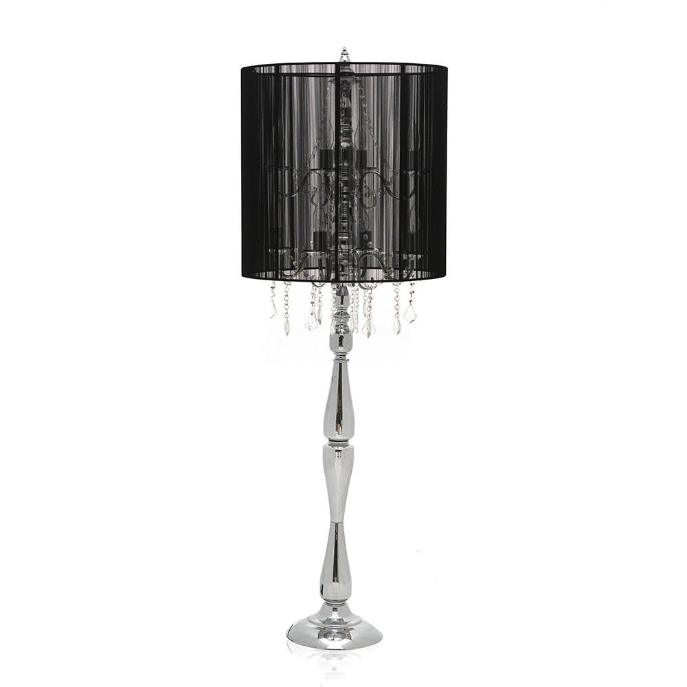 Chandelier Floor Lamp With Black Fringe Shade