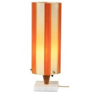 Orange Cream Striped Table Lamp