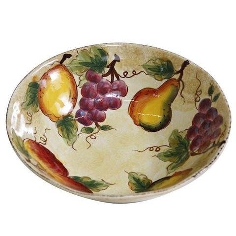 Beige Hand Painted Fruits Ceramic Bowl