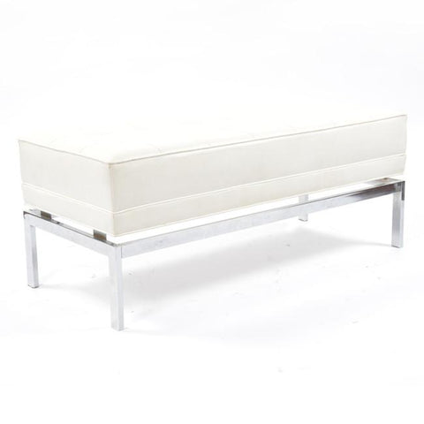 White Quilted Chrome Bench