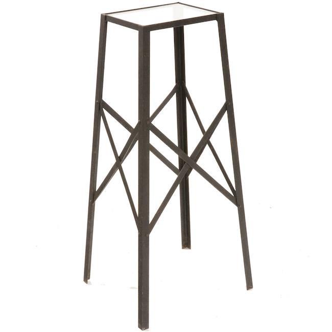 Metal X Pedestal with Glass Top