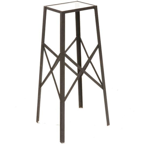 Metal X Pedestal with Glass Top