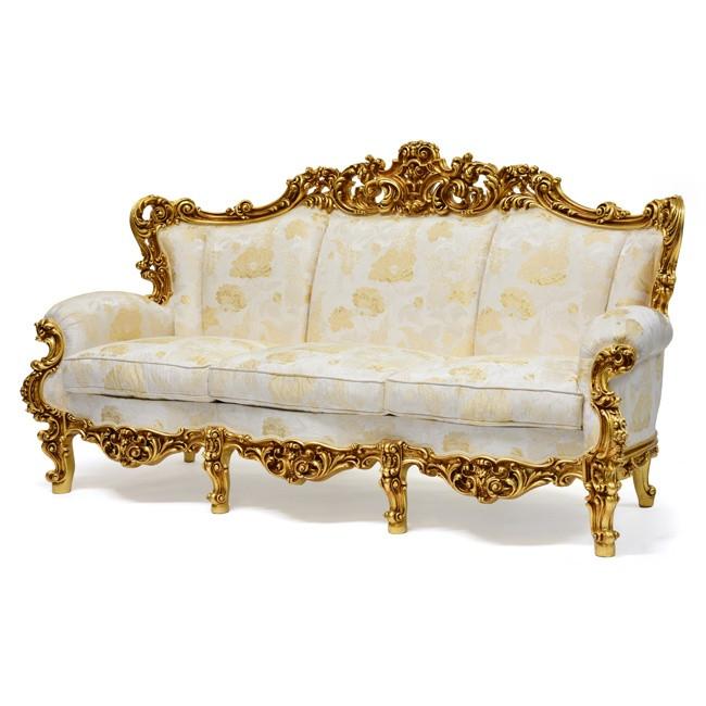 Regal Sofa - White and Gold