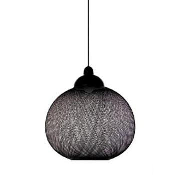 Black Small Spun Webbing Globe Pendant Lamp