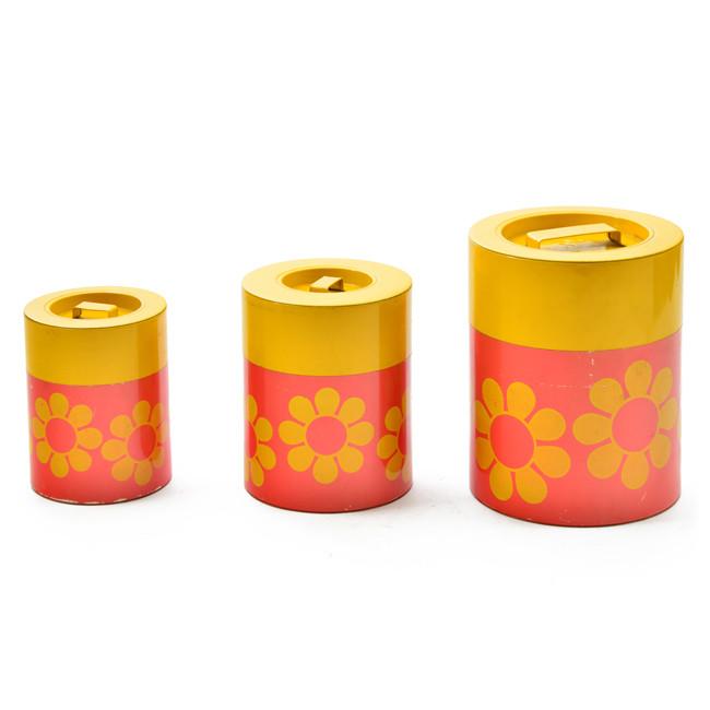 Canisters Set of 3 - Orange / Yellow Flowers