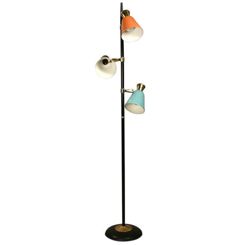 Coral, White, and Light Blue Three Floor Lamp