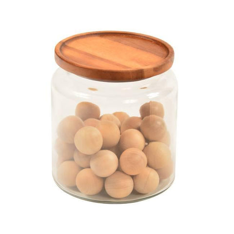 Wood Glass  Container with Balls (A+D)