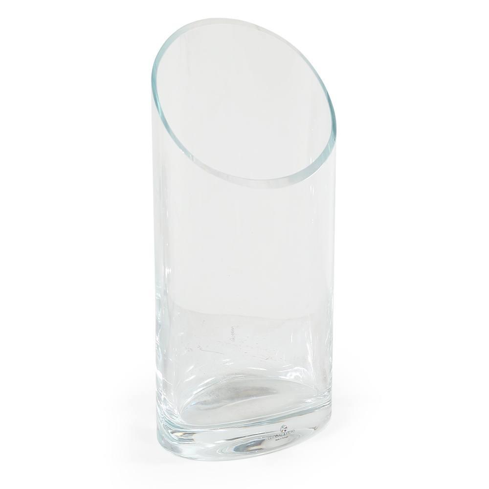 Clear Glass Slanted Vase