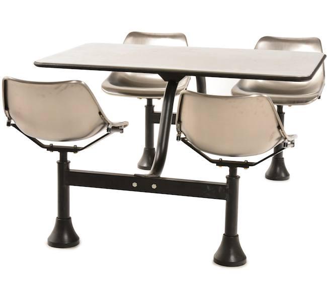 Silver Metal Cafeteria Seating Picnic Table