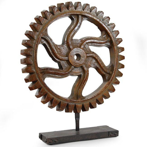 Dark Wood Gear Sculpture (A+D)