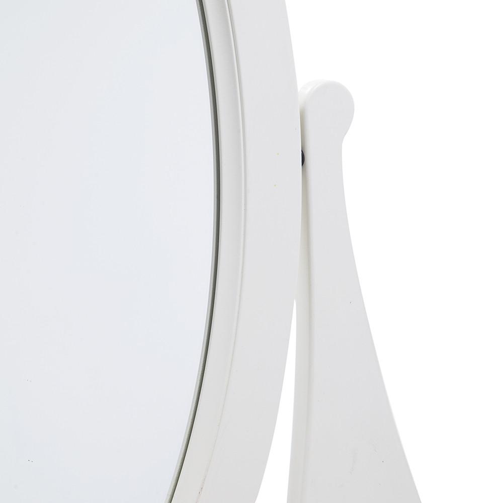 Contemporary White Oval Mirror Vanity and Matching Stool