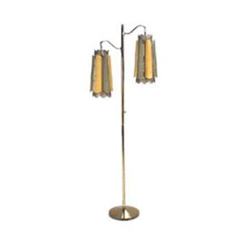 Brass Floor Lamp with Dual Pendants