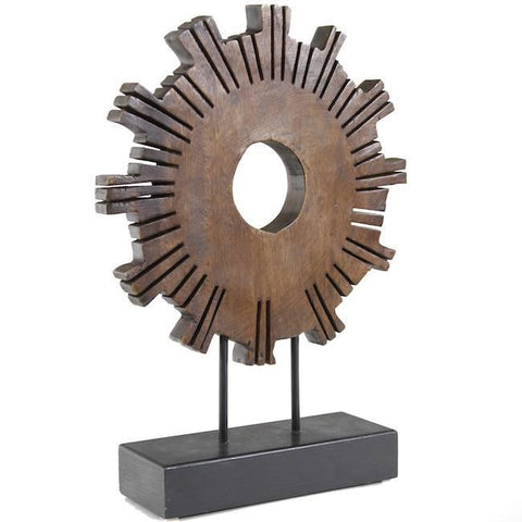 Wood Sun Wheel Sculpture