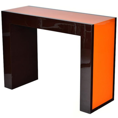 Brown & Orange Lacquer Console Table