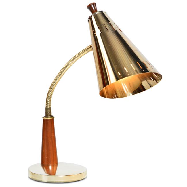 Gold and Wood Desk Lamp