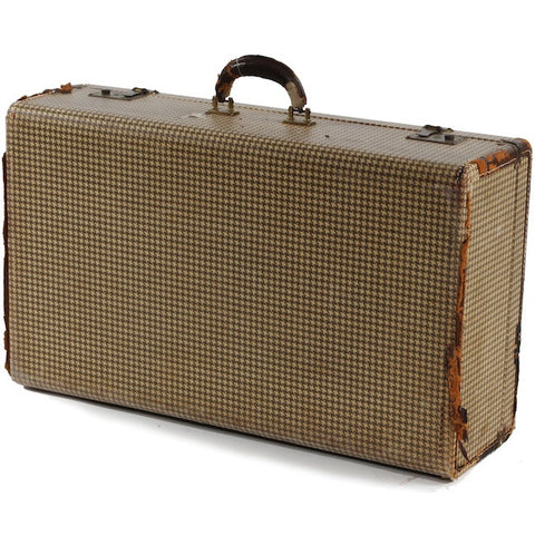 Houndstooth Suitcase - Brown