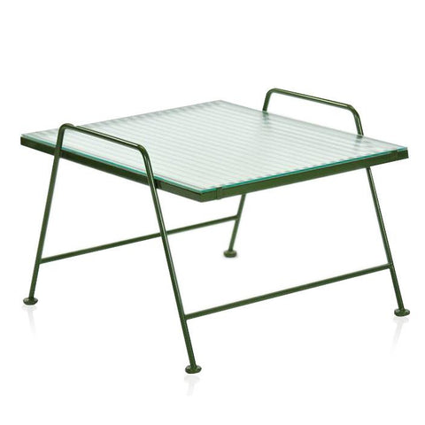 Green Metal Frame Glass Top Table