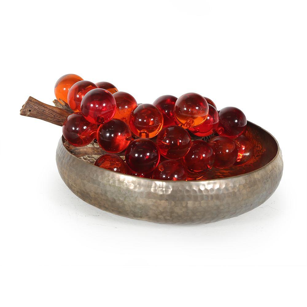 Silver Bowl of Red Grapes