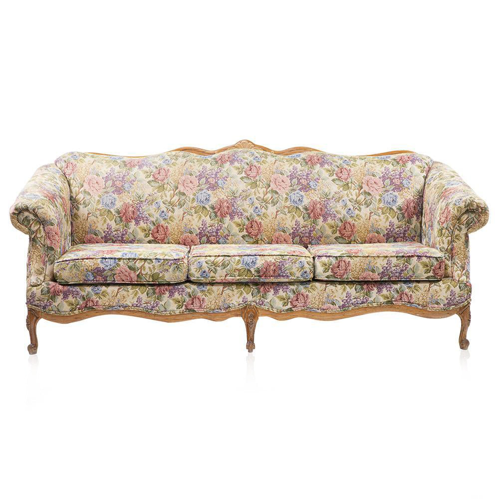 Pastel Floral Fabric Victorian Sofa