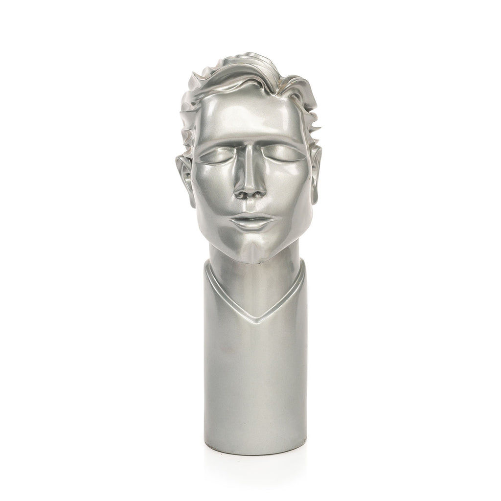 Silver Bust of Man with Closed Eyes