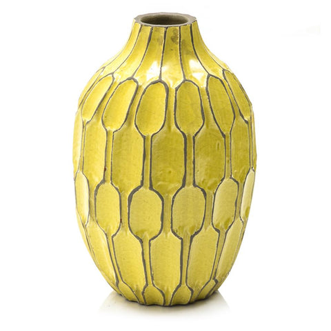 Yellow Ceramic Honeycomb Vase Large (A+D)