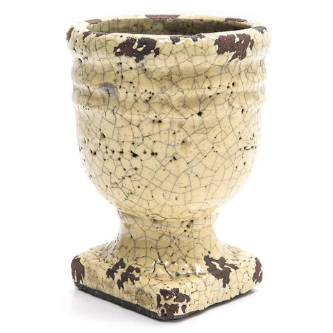 Cream Ceramic Rustic Planter Goblet (A+D)