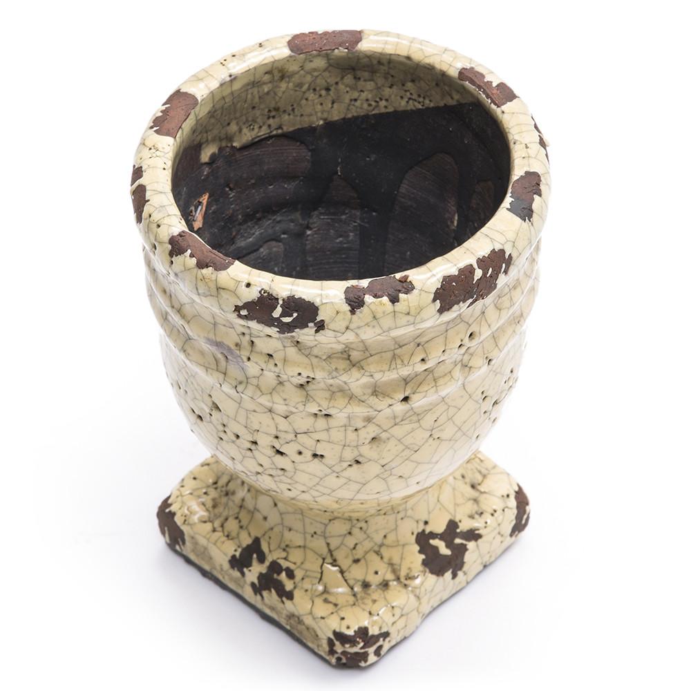 Cream Ceramic Rustic Planter Goblet (A+D)