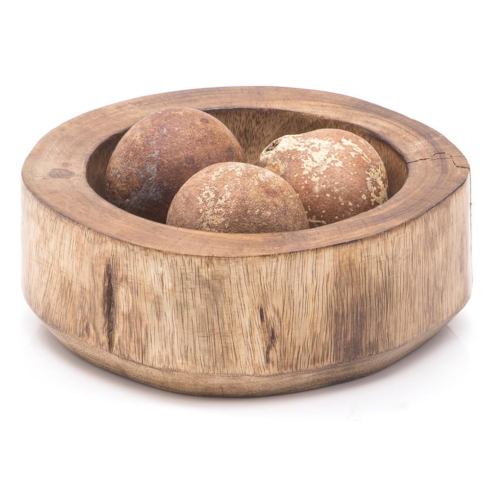 Wood Dark Balls in Carved Bowl (A+D)