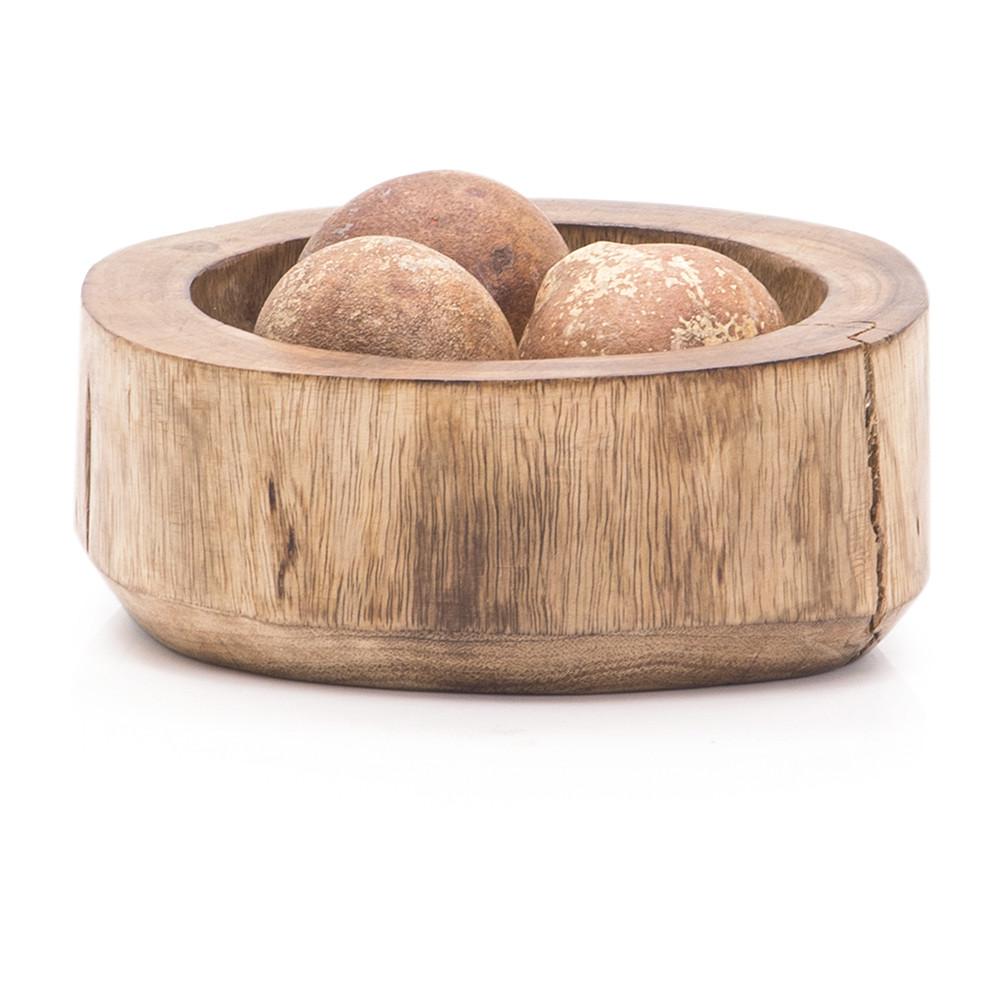 Wood Dark Balls in Carved Bowl (A+D)