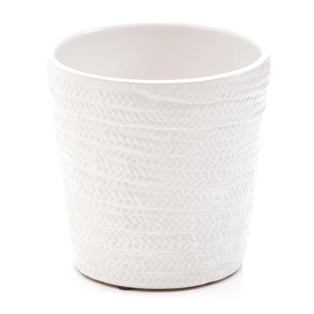 White Ceramic Pot with Braided Detail (A+D)
