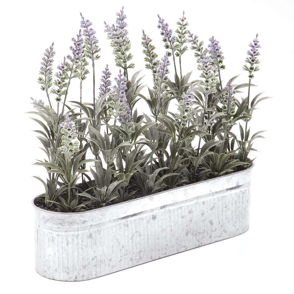 Silver Aluminum Planter with Lavender Long (A+D)