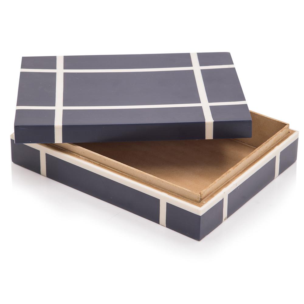 Blue Navy Wooden Box with White Stripes (A+D)