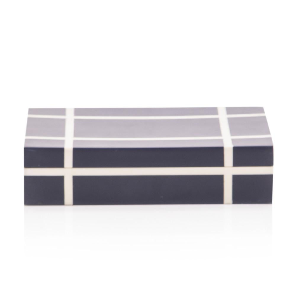Blue Navy Wooden Box with White Stripes (A+D)