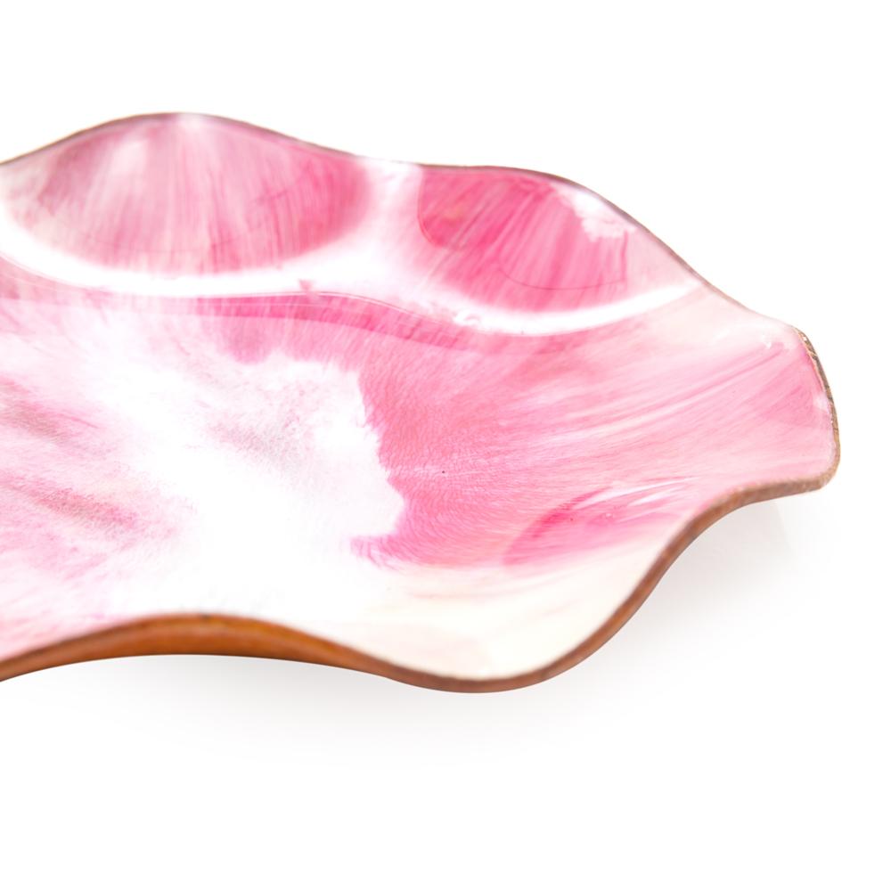 Pink Glass Wavy Plate (A+D)
