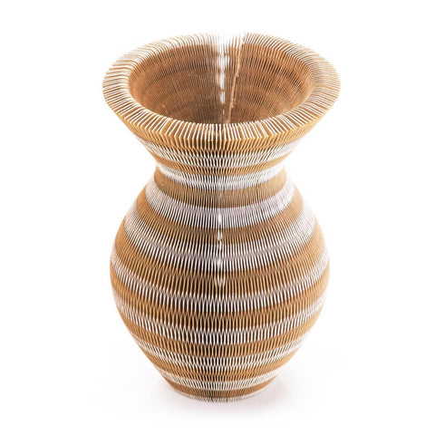 Tan Paper Vase with Stripes (A+D)