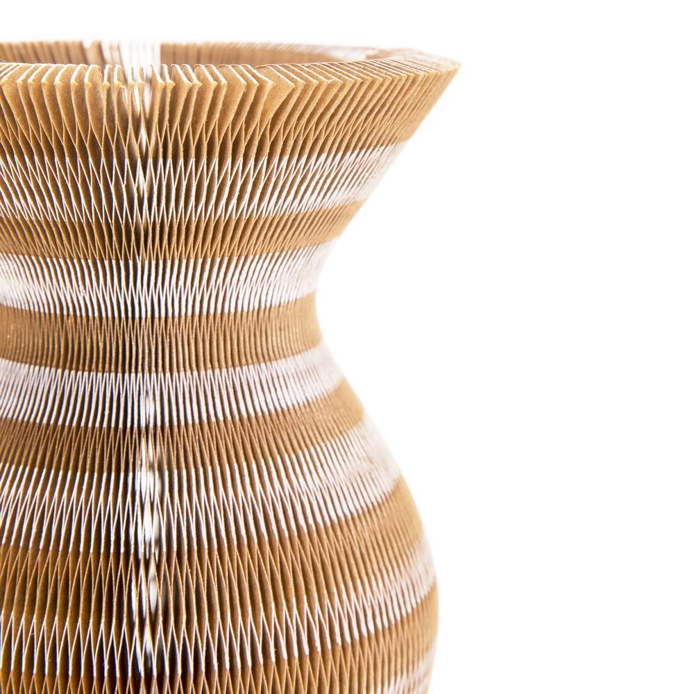 Tan Paper Vase with Stripes (A+D)