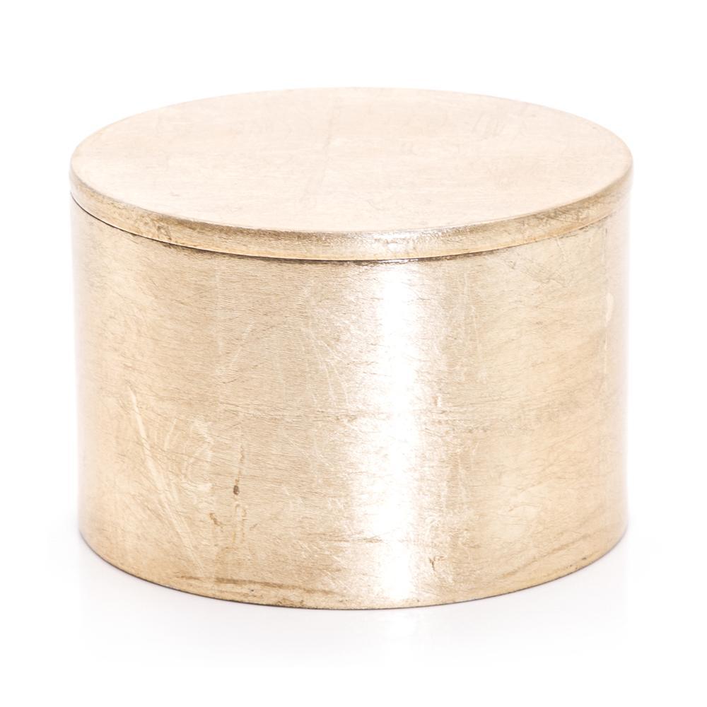 Gold Painted Wood Keepsake Box Round (A+D)