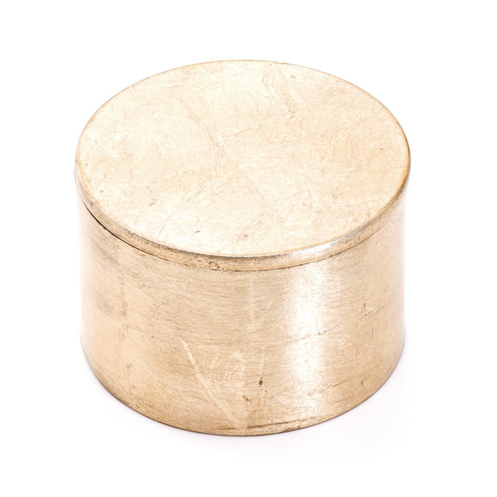 Gold Painted Wood Keepsake Box Round (A+D)