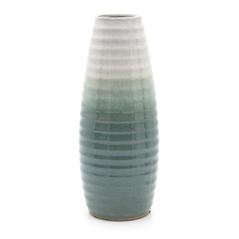 Green Aqua Ribbed Ombre Vase (A+D)