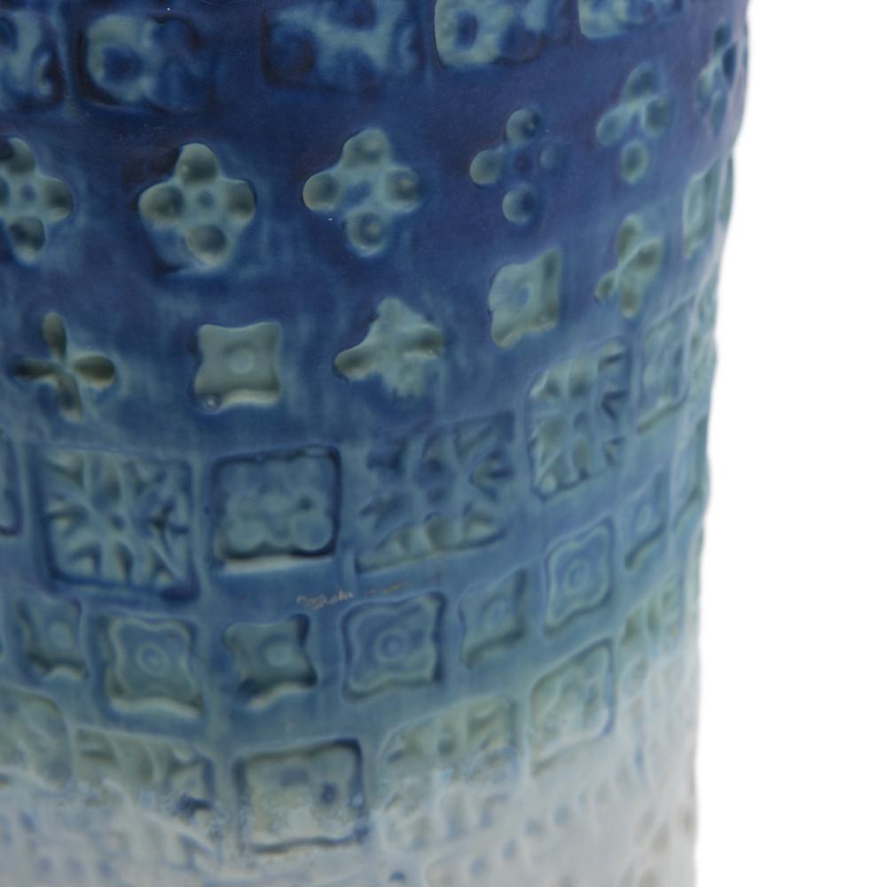 Blue Ombre Ceramic Stamped Vase (A+D)