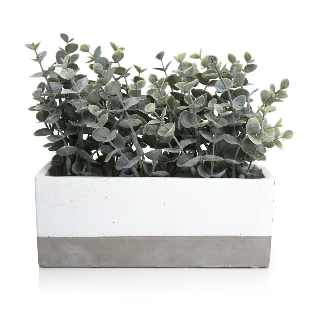 White Grey Rectangle Planter (A+D)