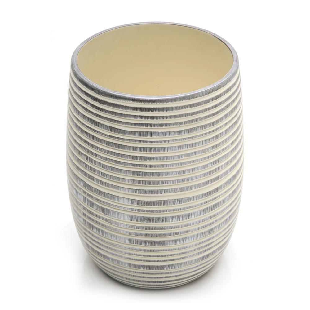 Grey Striped Ceramic Vase (A+D)