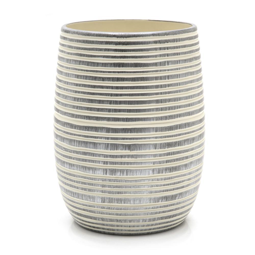 Grey Striped Ceramic Vase (A+D)