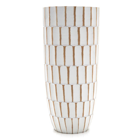 White Wooden Graphic Tall Vase (A+D)
