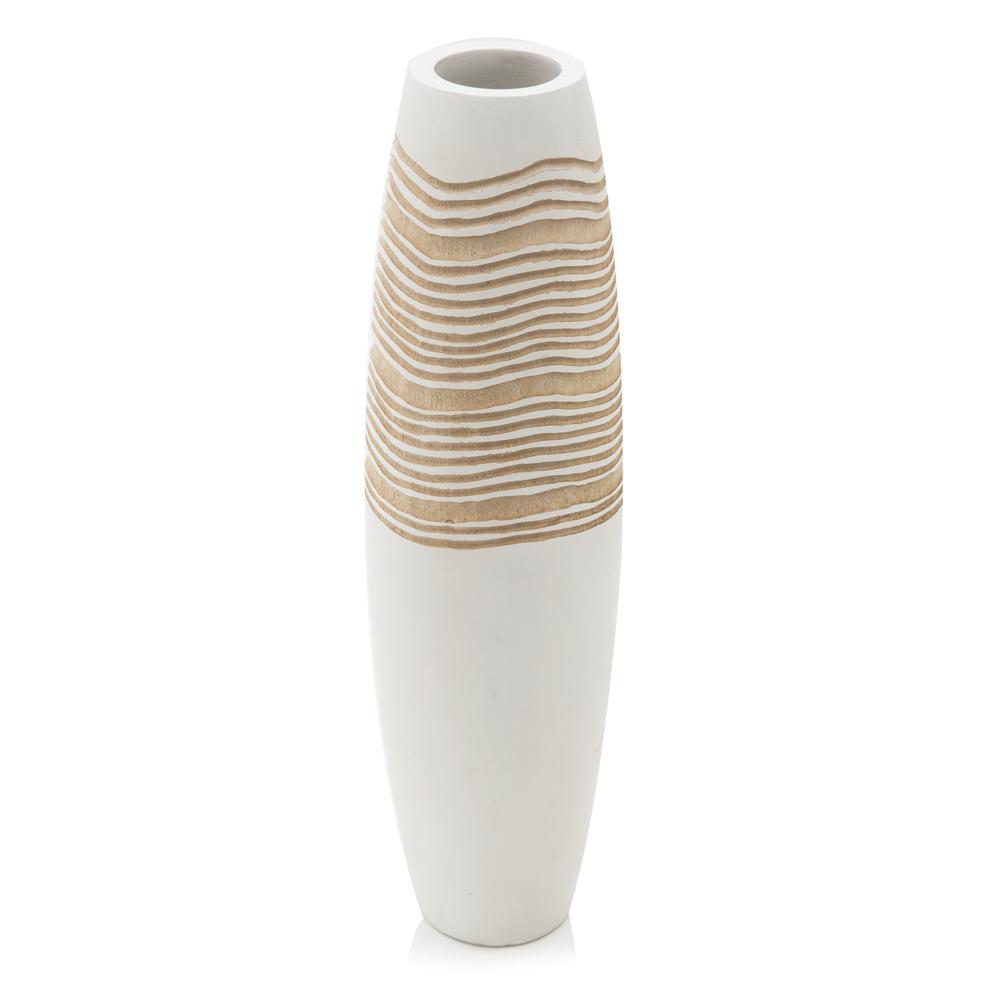 White Wooden Wave Design Vase (A+D)