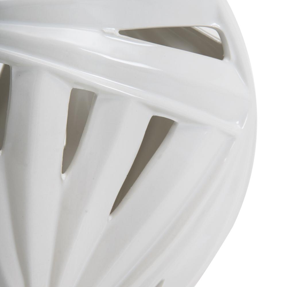 White Ceramic Geometric Flat Vase (A+D)