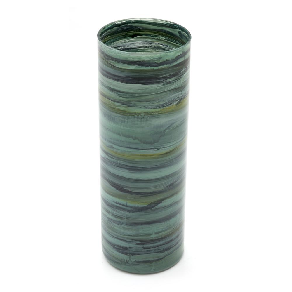 Green Glass Cylinder Tall Vase (A+D)