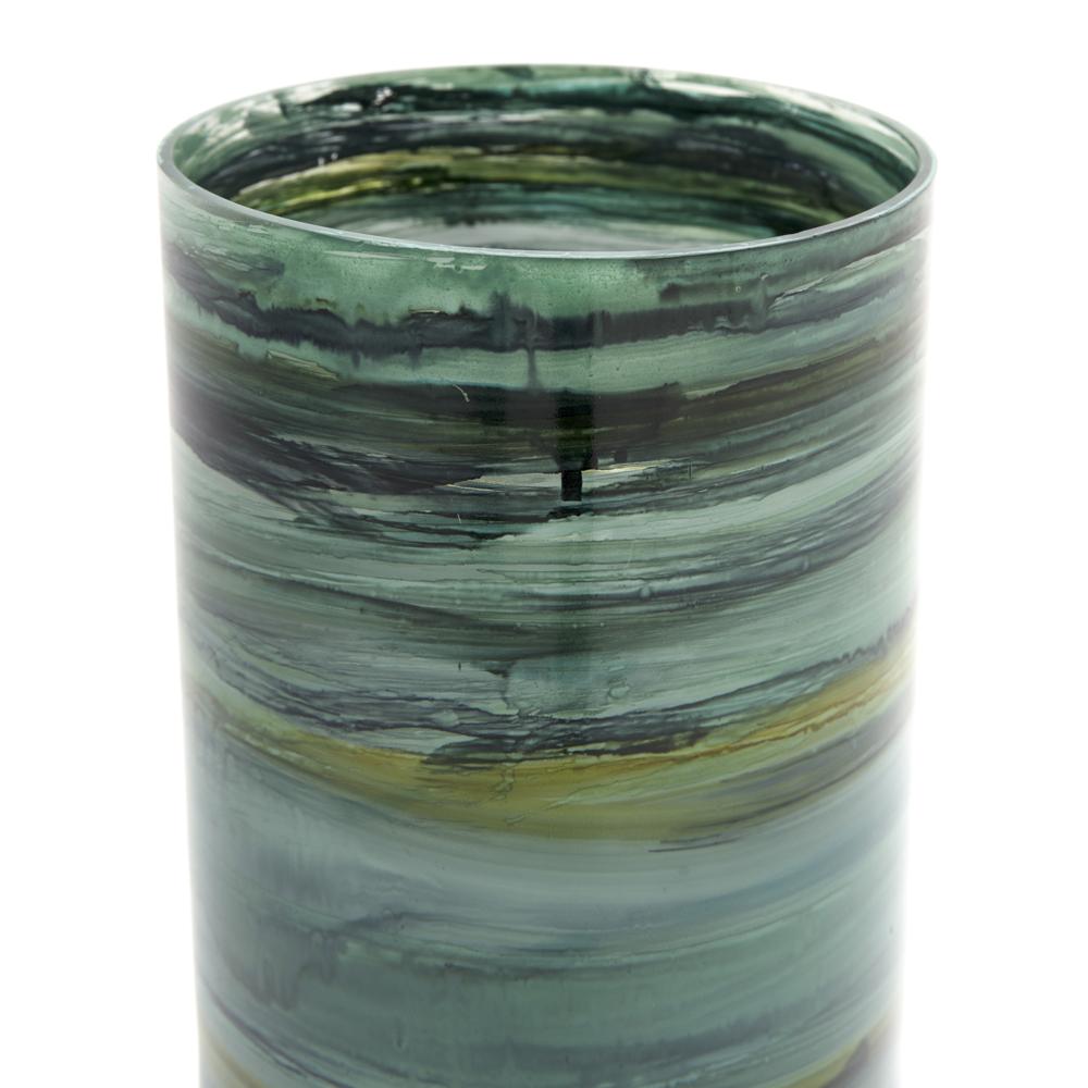 Green Glass Cylinder Tall Vase (A+D)