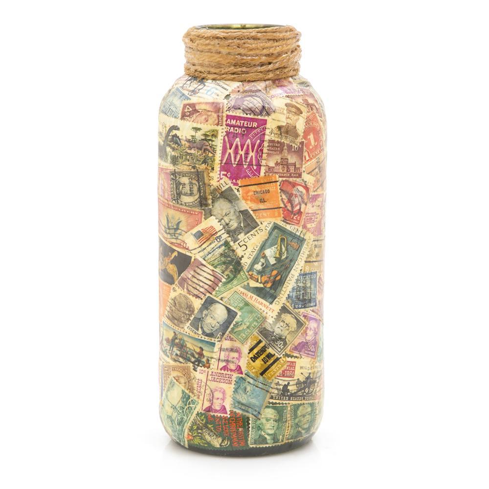 Multi Jar with Vintage Stamps (A+D)