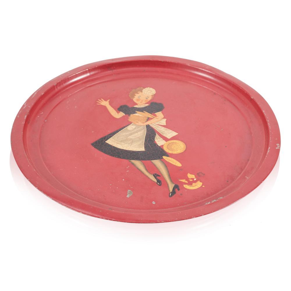 Red Metal Vintage Tray (A+D)